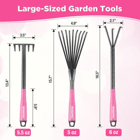 WORKPRO pink 9-tine leaf rake for gentle debris cleanup.