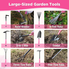WORKPRO pink crack weeder reaches tight gaps between stones.