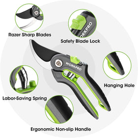 WorkPRO premium SK5 blade with non-stick coating stays sharp longer.