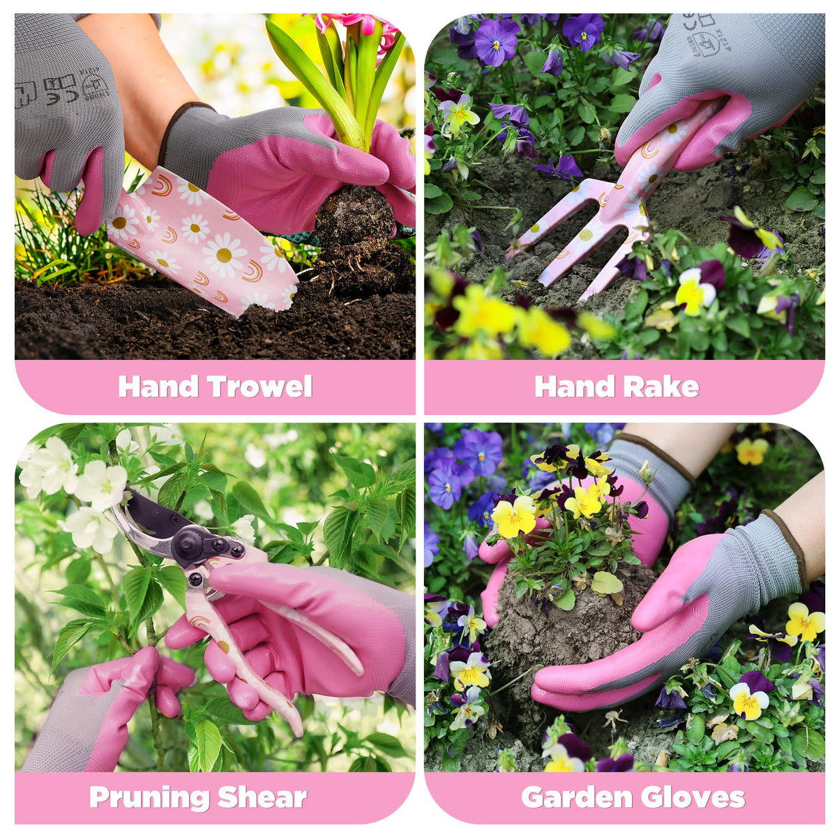 WORKPRO pruner with flower pattern and carbon steel blade