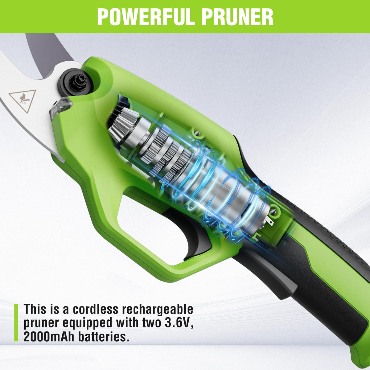 WORKPRO pruning shears cutting action demonstrating smooth, precise trimming.