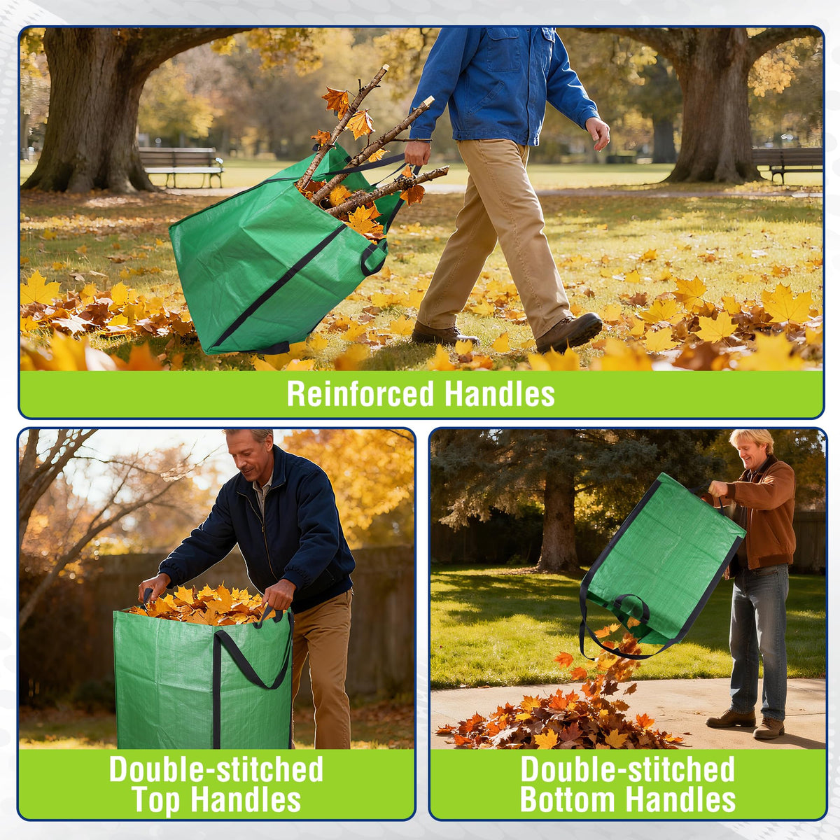 WORKPRO reinforced handles simplify carrying and dumping debris after yard work.