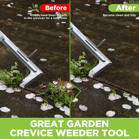 WORKPRO reinforced hook clears weeds from paving gaps efficiently