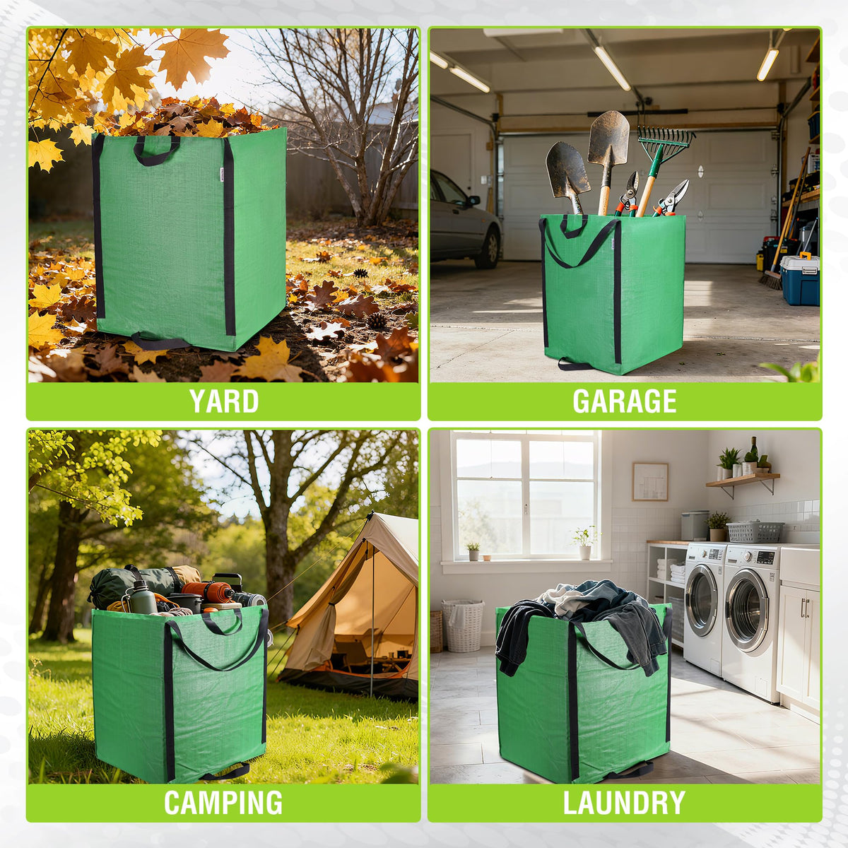 WORKPRO reusable foldable bags store flat when not in use.