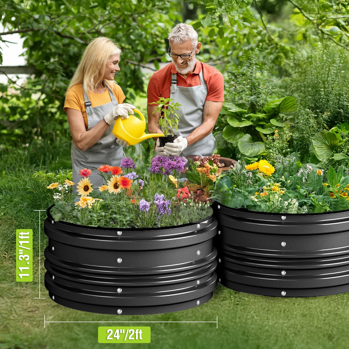 Rolled-edge safety design on WORKPRO beds for safe gardening