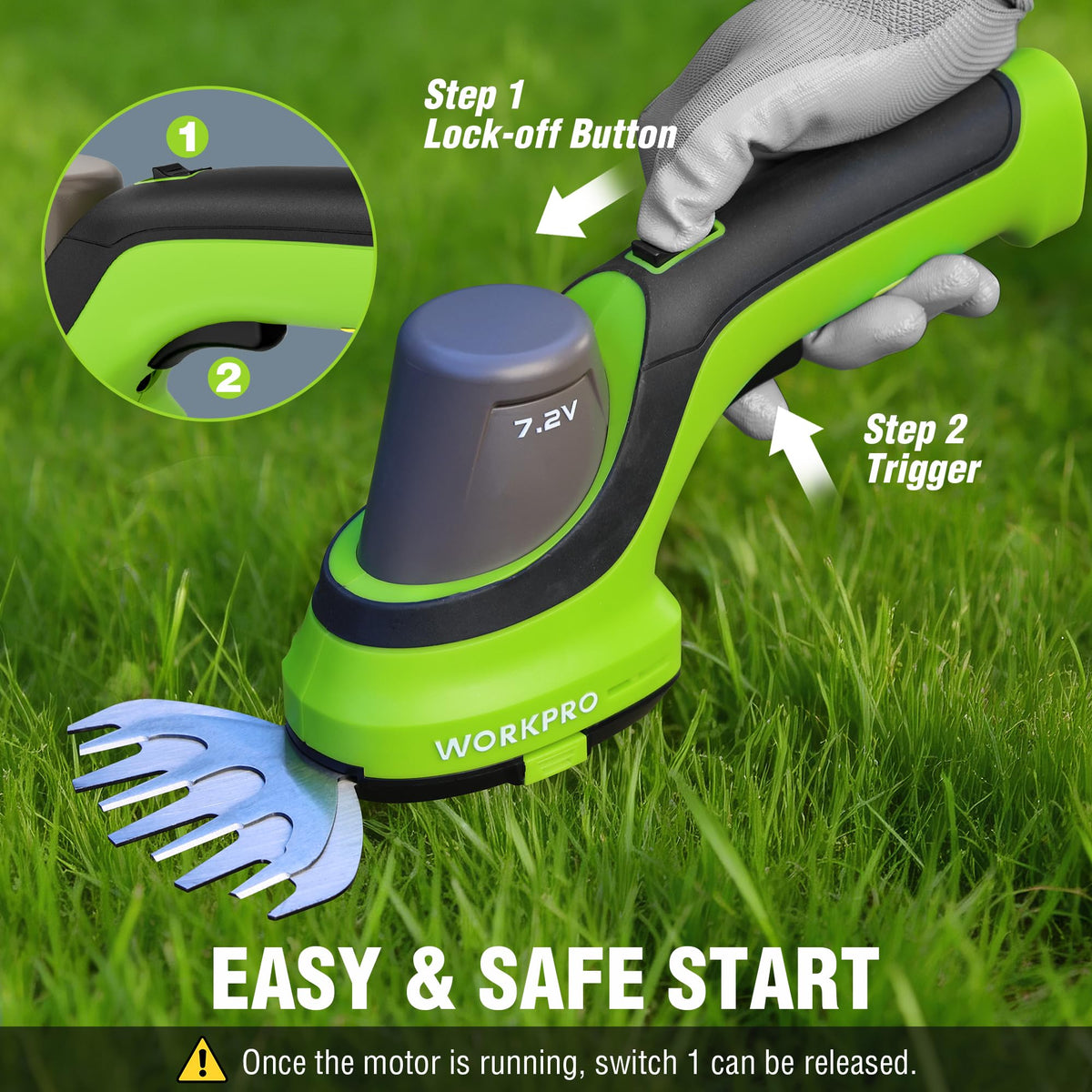 WORKPRO safety lock design helps prevent accidental starts.