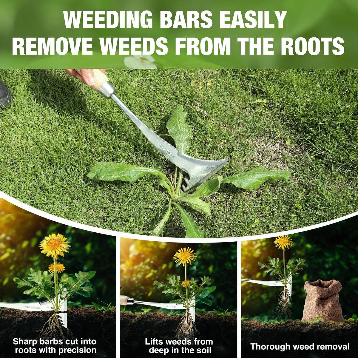 WORKPRO Sawtooth edge clears weeds from stones and edging lines