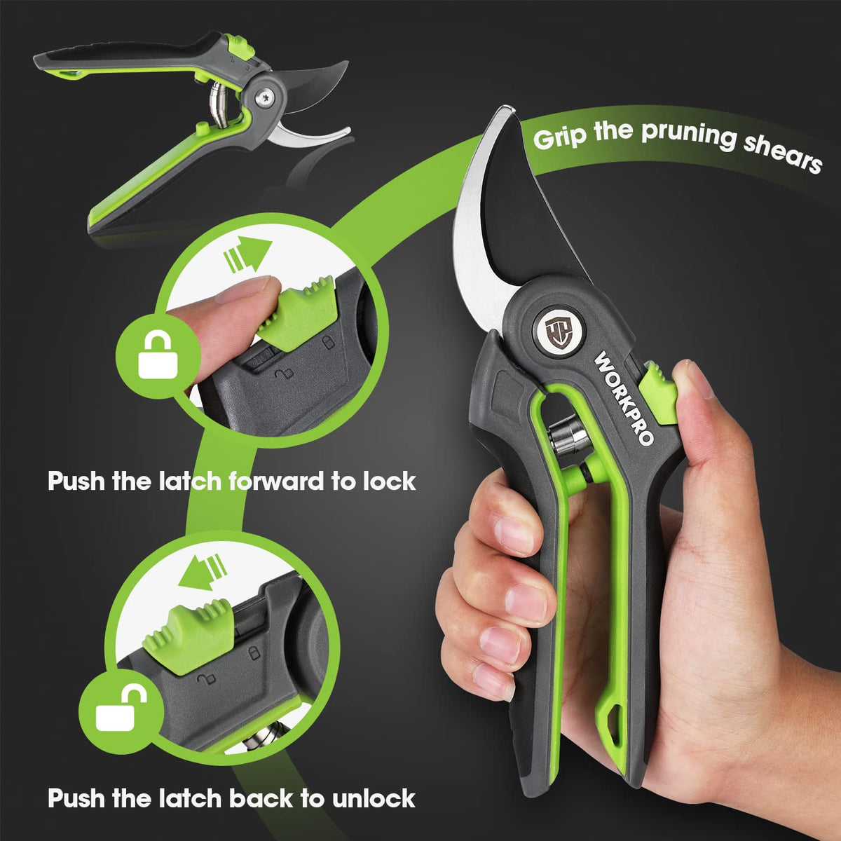 WORKPRO secure locking mechanism protects blades when not in use.