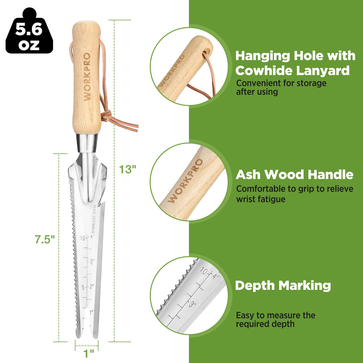 WORKPRO tool with serrated blade edges for easy weed removal