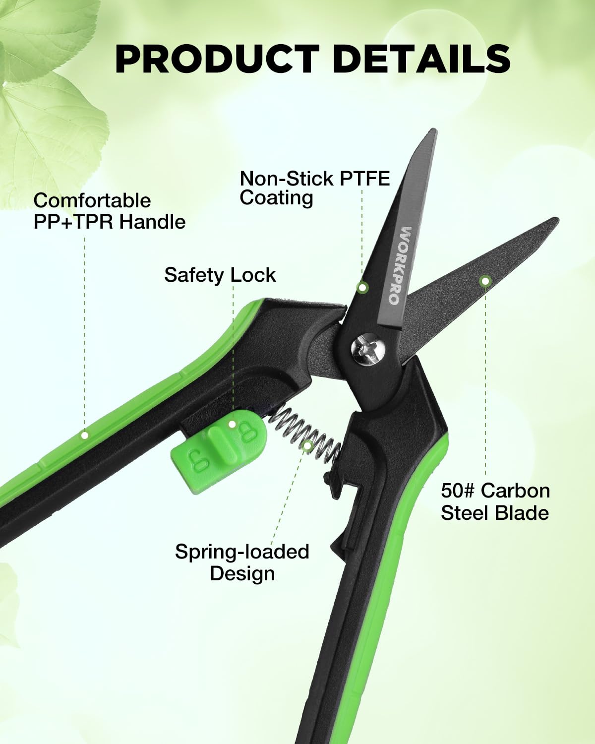 WORKPRO soft-grip handle bi-material design for comfortable use.