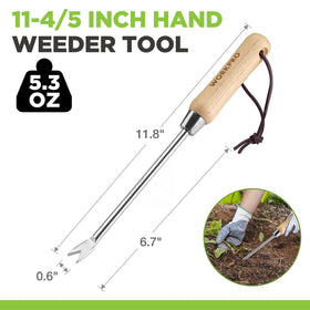 WORKPRO stainless steel two-pronged fork for clean weed roots in garden beds
