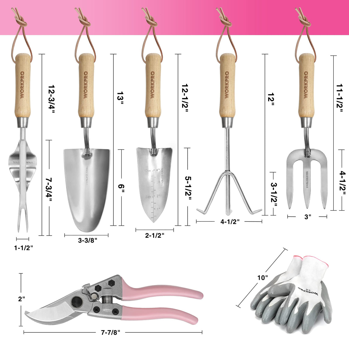 WORKPRO transplant trowel includes a scale for accurate plant placement.