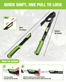 WORKPRO ultra-sharp 65Mn blade for precise cuts on green and dry branches.