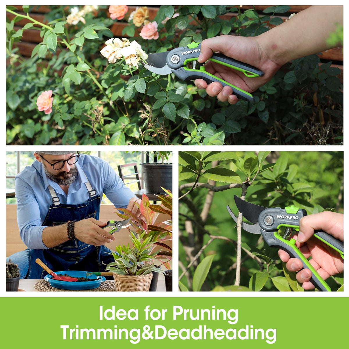 WORKPRO compact tool for easy storage and ready-to-go pruning.