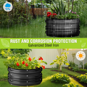 Weather-resistant WORKPRO raised beds performing outdoors in varied conditions