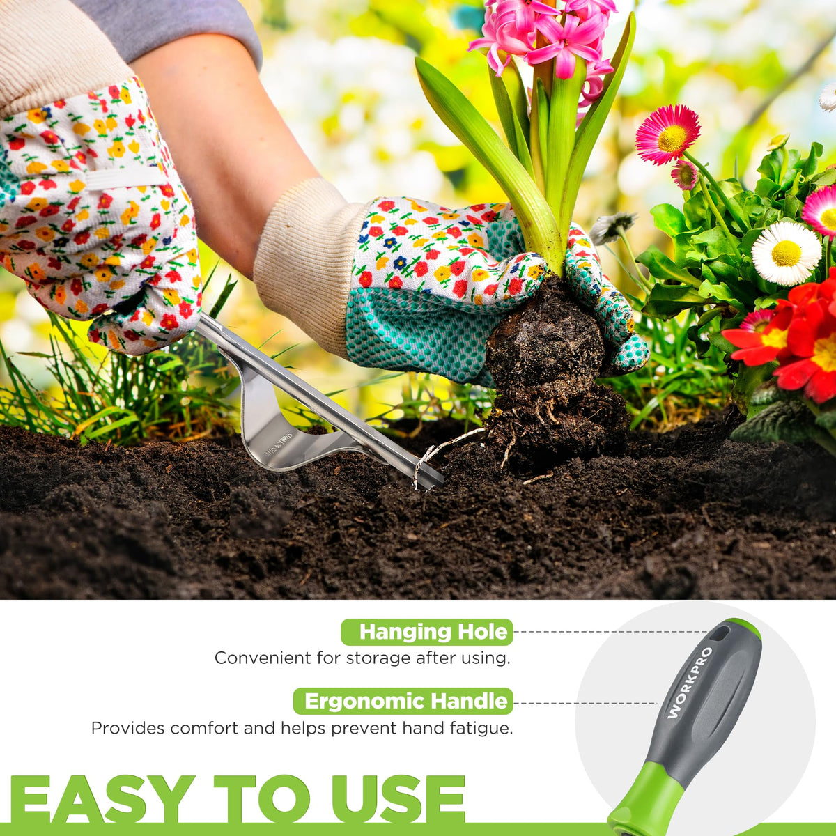 WORKPRO Weed Puller Compact Size ships easy storage in shed or tote
