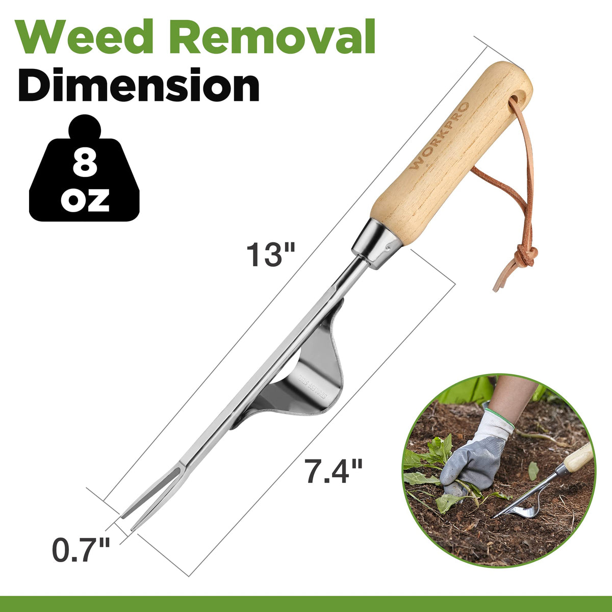 WORKPRO Weed Puller in garden demonstrates compact, versatile use