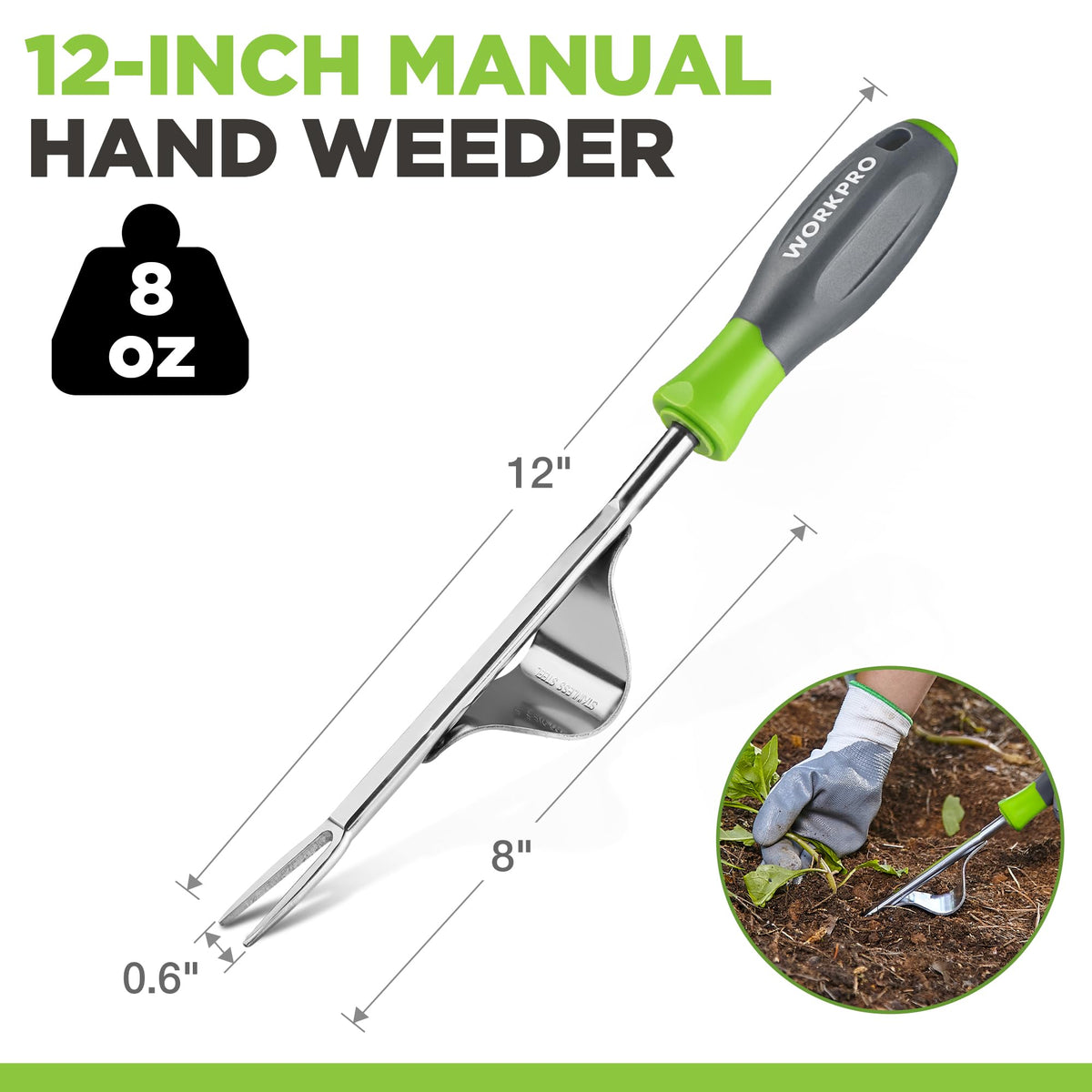 WORKPRO Weed Puller V-Fork targets roots for thorough weeding