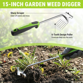 Stainless steel WORKPRO tools shown in a garden bed, built for durability and daily use.