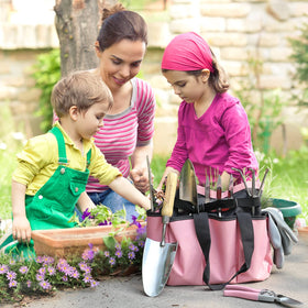 WORKPRO wooden-handle garden tools offer comfortable grip during tasks.