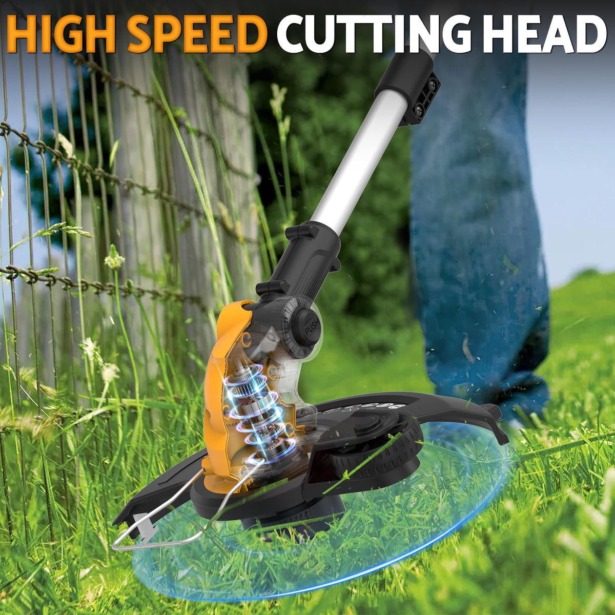 WorkSky adjustable head and handle provide comfortable use from any angle.