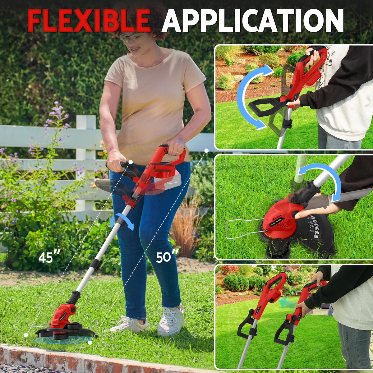 Worksky adjustable head and secondary handle for comfortable grip