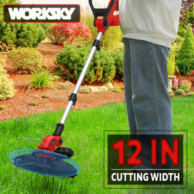 Worksky cordless trimmer featuring auto line feed for effortless trimming