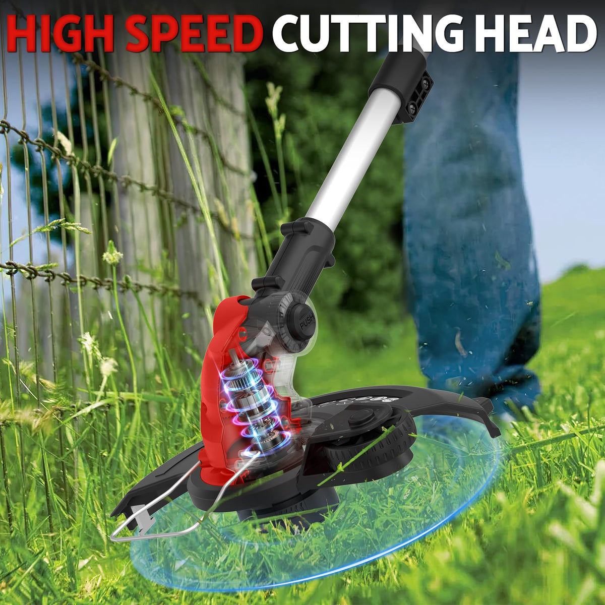 Worksky cutting head up to 7000 RPM for tough weeds