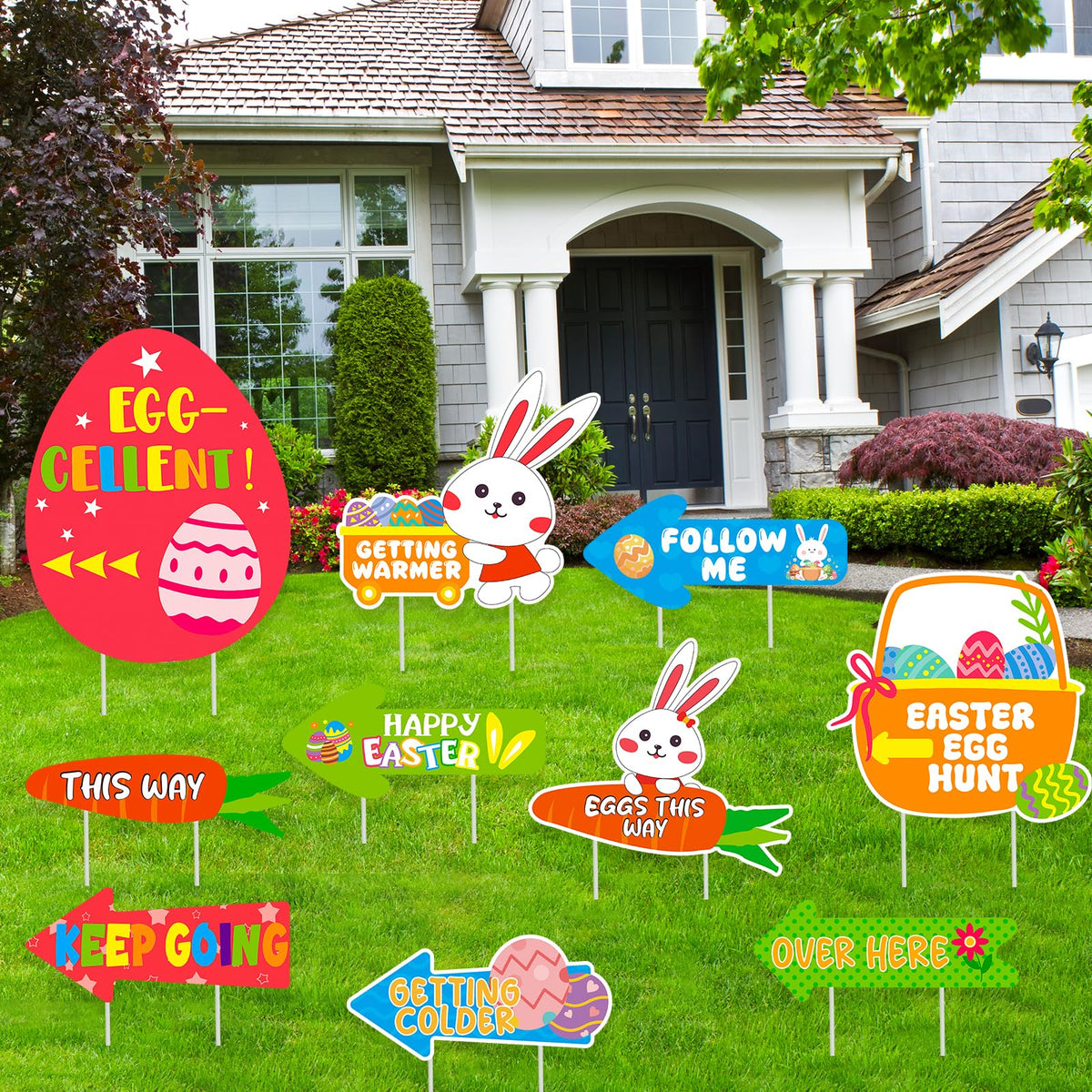 WorldBazaar outdoor lawn decor bundle creates festive Easter ambiance.