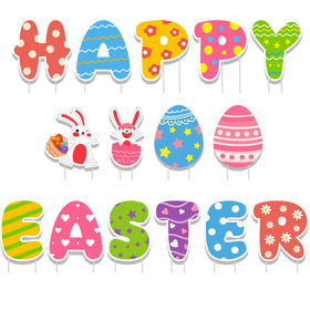 WorldBazaar Easter signs with stakes brighten your front yard.