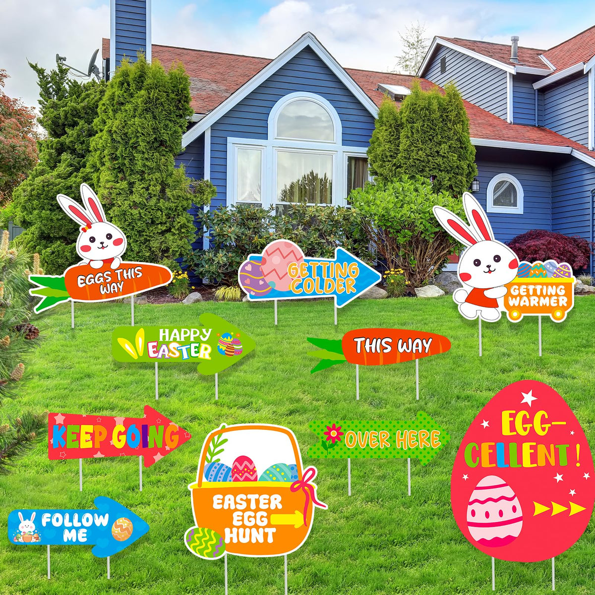 WorldBazaar Easter decor kit for porch or garden entrance.