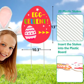 WorldBazaar Easter yard sign with arrow patterns guiding Easter egg hunts.