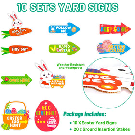 WorldBazaar Easter yard sign bundle shows bunny patterns for festive lawn use.