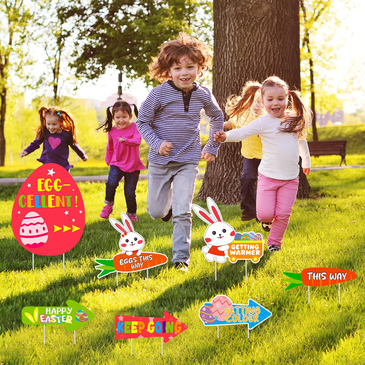 WorldBazaar Easter yard sign featuring carrot accents for bright pathways.