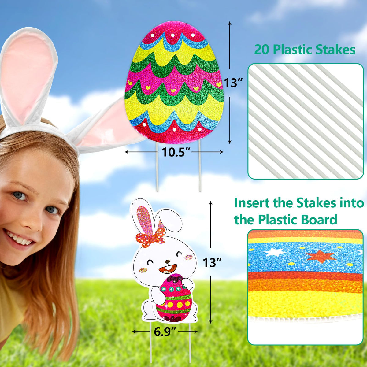 WorldBazaar Easter yard sign dot pattern creates festive walkway accents