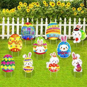 WorldBazaar Easter yard sign garden path display weatherproof and reusable