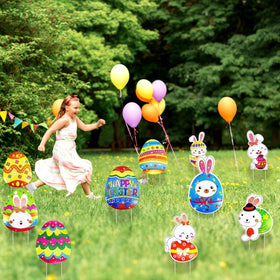 WorldBazaar Easter yard sign mixed patterns offer versatile outdoor decor