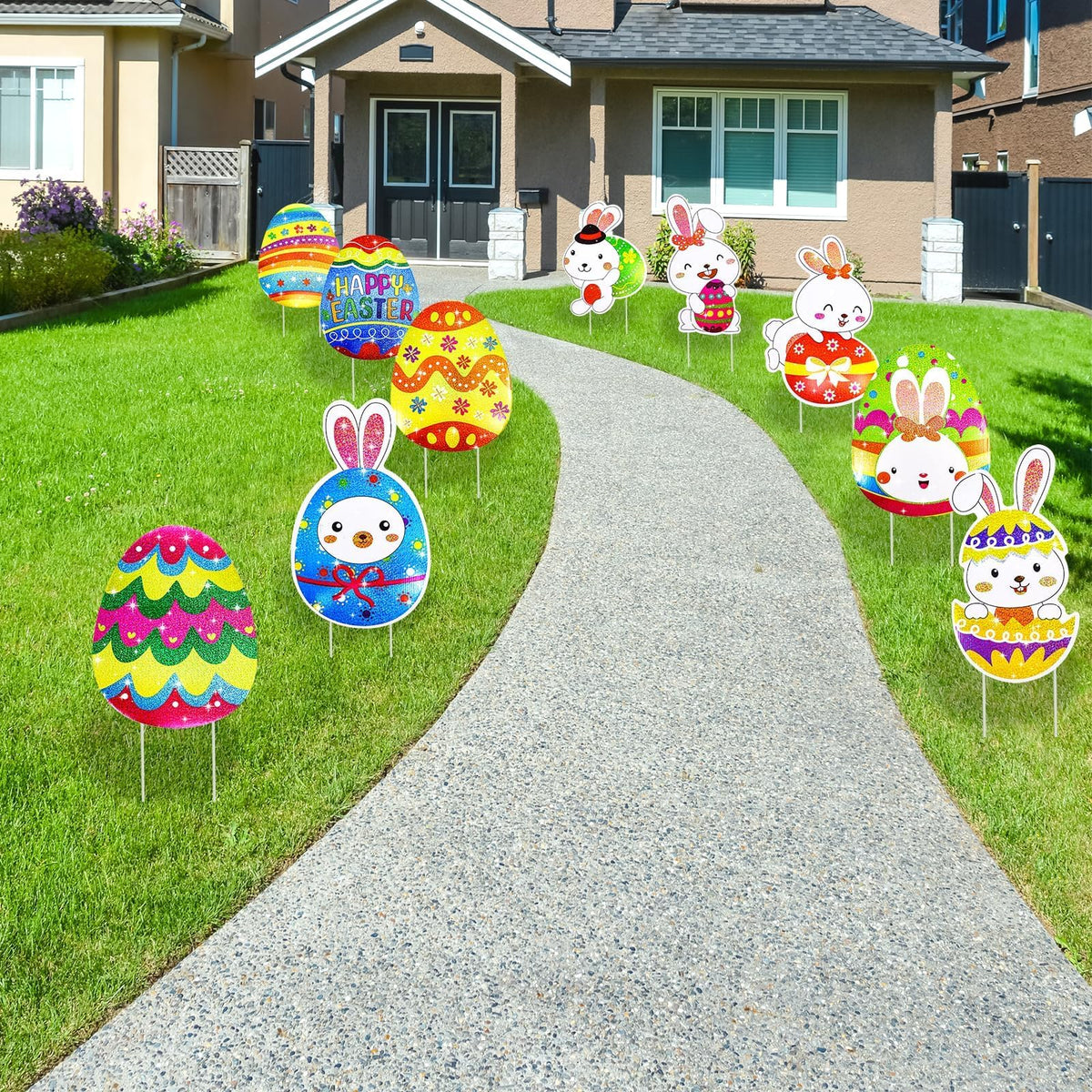WorldBazaar Easter yard stake kit enables quick lawn setup