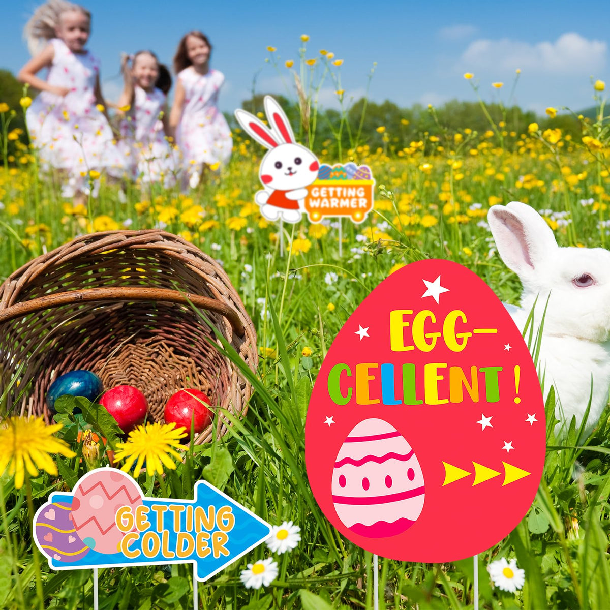 WorldBazaar Easter yard signs made of waterproof plastic for outdoor durability.