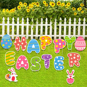 WorldBazaar easy install Easter yard signs for porch or garden.