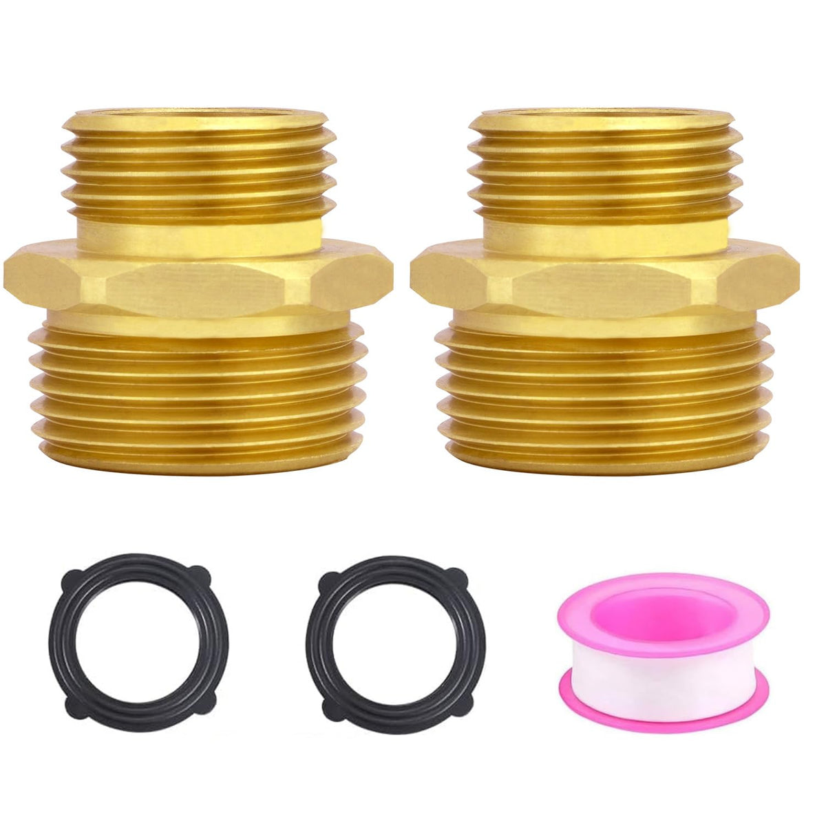 Worldwhere 3/4 GHT to 1 NPT connector for irrigation setups.