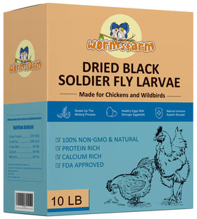 WormsFarm dried BSF larvae for chickens offer calcium-rich protein snack.