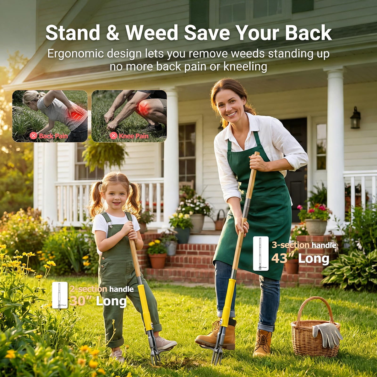 Wormutong ergonomic long-handle reduces bending during weeding sessions