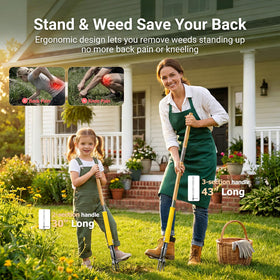 Wormutong ergonomic long-handle reduces bending during weeding sessions