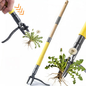 Wormutong stand-up weed puller with slide-release system for clean drops