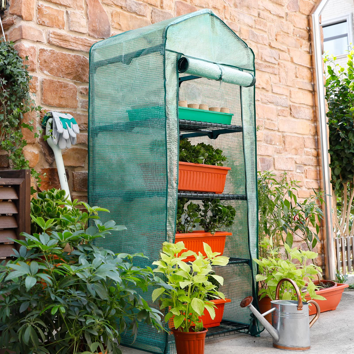 Worth Garden compact greenhouse folds flat for convenient storage