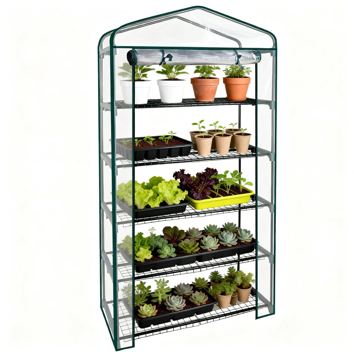 Worth Garden 50 percent extra wide mini greenhouse front view for versatile indoor outdoor use.