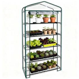 Worth Garden 50 percent extra wide mini greenhouse front view for versatile indoor outdoor use.