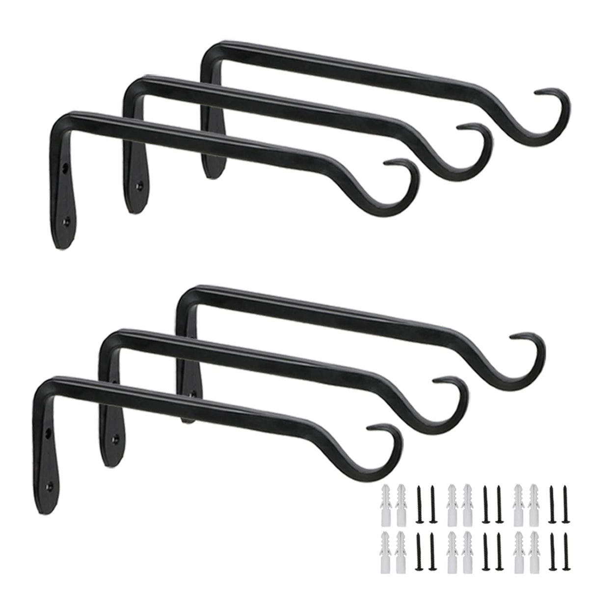 Worth Garden 7-inch plant hanger bracket front view shows durable iron construction for outdoor use.