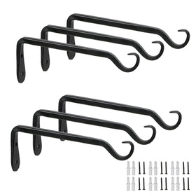 Worth Garden 7-inch plant hanger bracket front view shows durable iron construction for outdoor use.